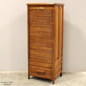 Antiker Archivschrank Eichenschrank Rolltür